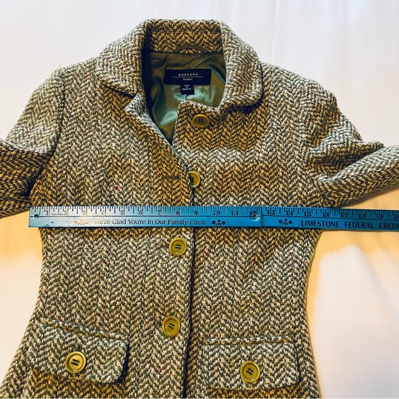 Weekend Max Mara Wool Tweed Blazer Jacket Herringbone Tailored Fitted Size 2 - Picture 16 of 16